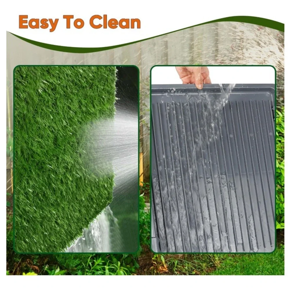 2-Pack Reusable Dog Artificial Turf Grass Pad with Grey Tray 22''X18''